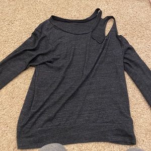 Cute gray cold shoulder sweater!